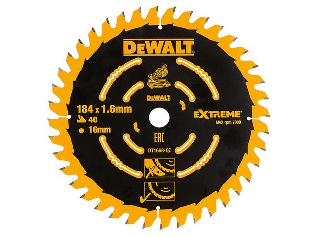 DEWALT Cordless Mitre Saw Blade For Dcs365 184 X 16Mm X 40T