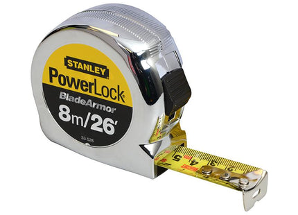 Stanley Tools Powerlock Bladearmor Pocket Tape 8M/26Ft (Width 25Mm)