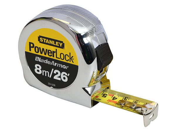 Stanley Tools Powerlock Bladearmor Pocket Tape 8M/26Ft (Width 25Mm)