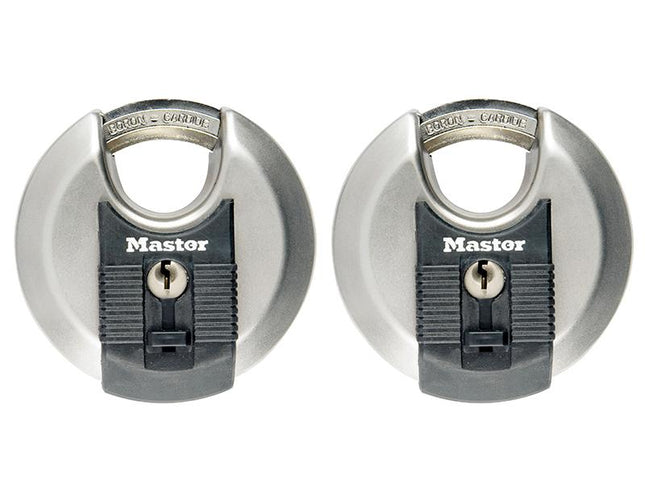 Master Lock Excell Stainless Steel Discus 70Mm Padlock Keyed Alike X 2