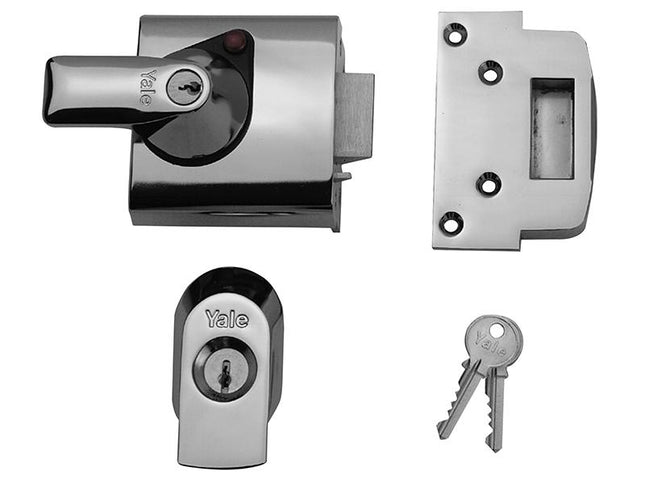 Yale Locks Bs1 Nightlatch British Standard Lock 60Mm Backset Chrome Finish Visi