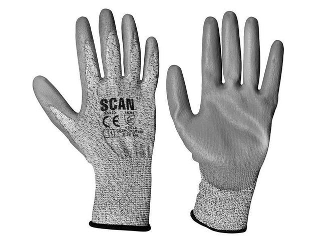 Scan Grey Pu Coated Cut 3 Gloves - Extra Extra Large (Size 11)