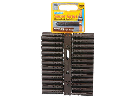 PLASPLUGS Sbp 503 Solid Wall Super Grips Fixings Brown (100)