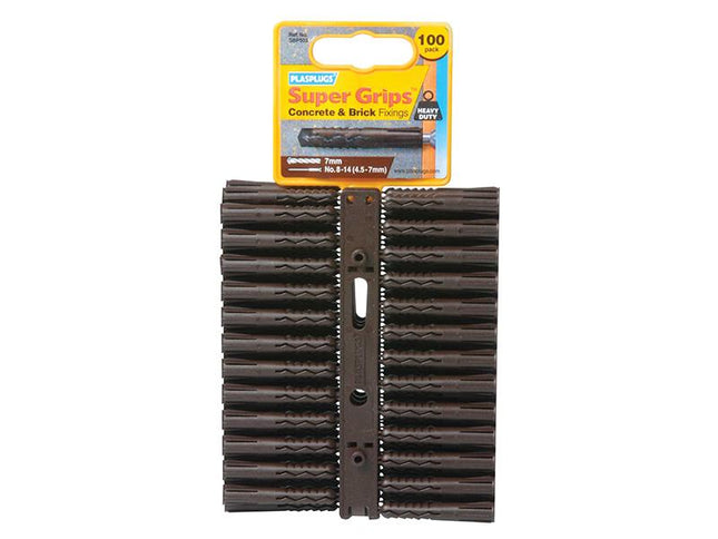 PLASPLUGS Sbp 503 Solid Wall Super Grips Fixings Brown (100)