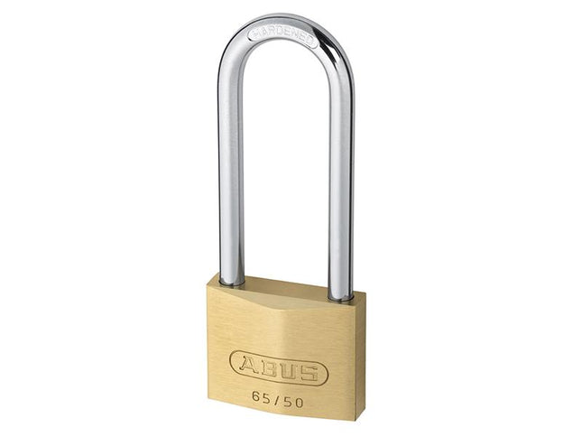 ABUS Mechanical 65/50Mm Brass Padlock 80Mm Long Shackle Carded