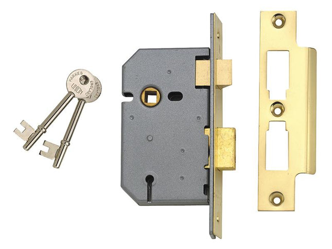 Union 2277 3 Lever Mortice Sashlock Polished Brass 77.5Mm 3In Visi