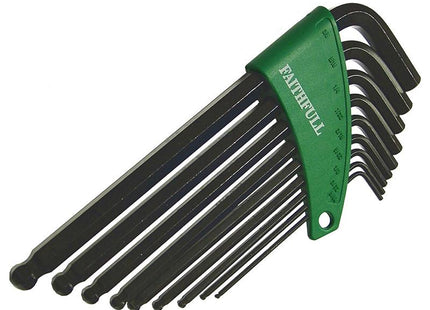 Faithfull Ball End Long Arm Hexagon Key Set Of 9 Imperial (5/64-3/8In)