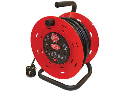 Faithfull Power Plus Open Drum Cable Reel 240 Volt 25 Metre 13 Amp 2 Socket