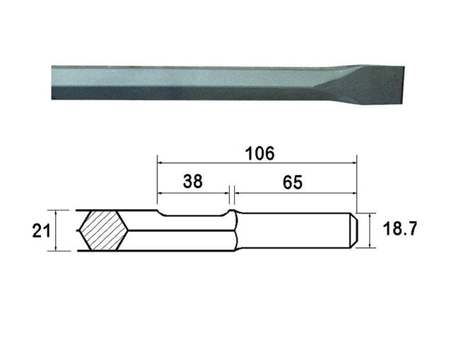 Faithfull Kango Shank Chisel 25 X 450Mm (914119)