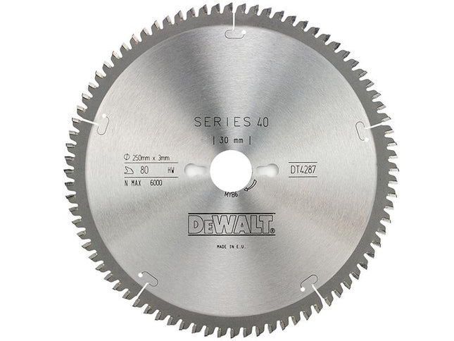 DEWALT Series 40 Circular Saw Blade 250 X 30Mm X 80T Tcg/Neg