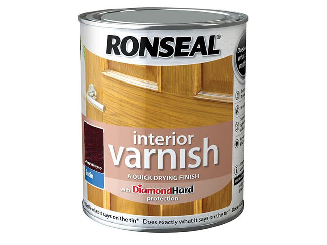 Ronseal Interior Varnish Quick Dry Satin Deep Mahogany 250Ml