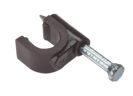 Forgefix Cable Clip Round Coax Brown 6-7Mm Box 100