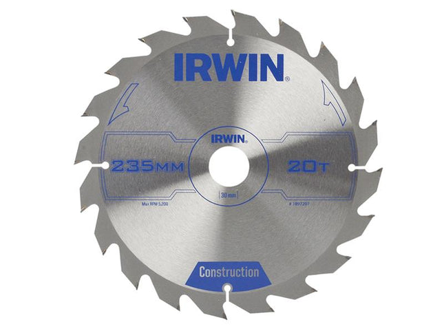 IRWIN Construction Circular Saw Blade 235 X 30Mm X 20T Atb