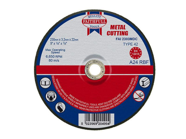 Faithfull Depressed Centre Metal Cutting Disc 230 X 3.2 X 22.23Mm