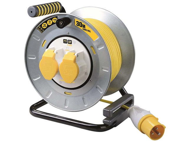 Masterplug Pro-Xt Metal Cable Reel 30 Metre 16A 110 Volt Thermal Cut-Out