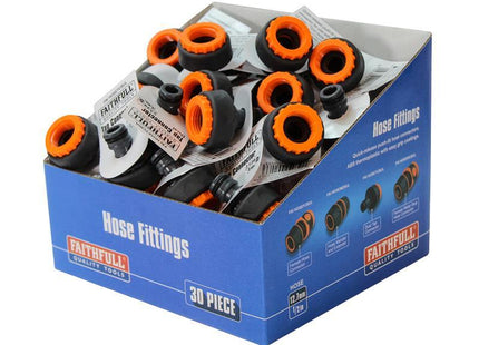 Faithfull Plastic Tap Hose Connector 1/2 & 3/4in (Box 30)