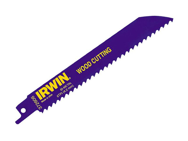 IRWIN 606R 150Mm Sabre Saw Blade Fast Cutting Wood Pack Of 5