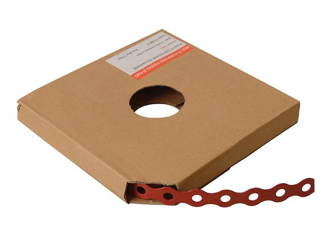 Forgefix Red Plastic Coated Pre-Galvanised Band 12Mm X 0.8 X 10M Box 1