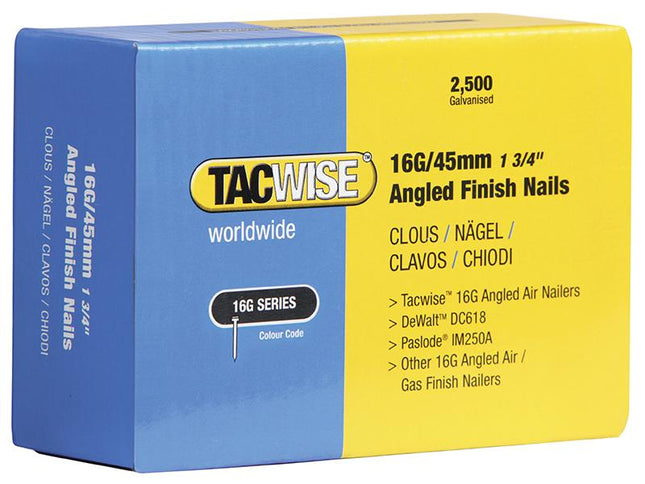 Tacwise 16 Gauge Angled Nails 32Mm For Dc618K Pack 2500