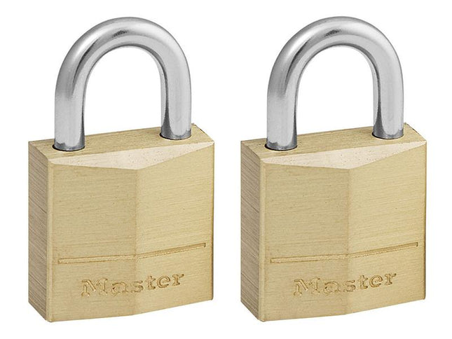 Master Lock Solid Brass 20Mm Padlock 3-Pin - Keyed Alike X 2