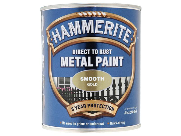 Hammerite Direct To Rust Smooth Finish Metal Paint Gold 750Ml