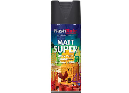 Plastikote Super Matt Spray Black 400Ml
