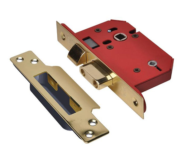 Union Strongbolt 22Wcs Mortice Bathroom Lock Polished Brass 68Mm 2.5In Visi