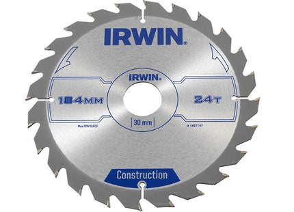 IRWIN Construction Circular Saw Blade 184 X 30Mm X 24T Atb
