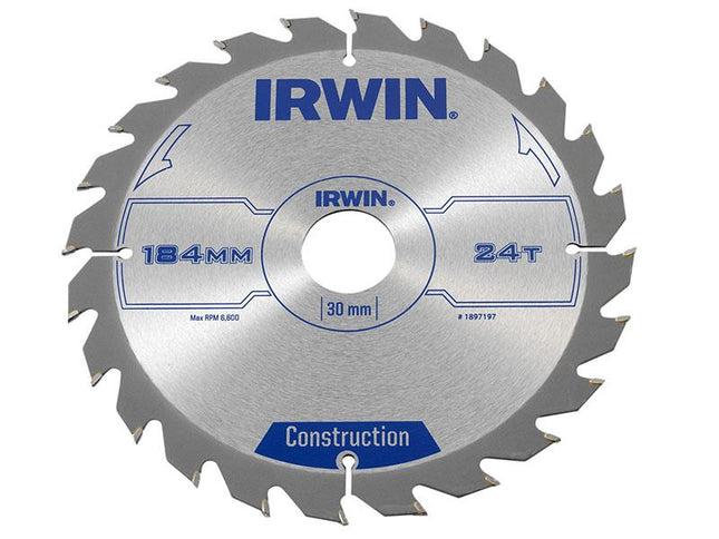 IRWIN Construction Circular Saw Blade 184 X 30Mm X 24T Atb