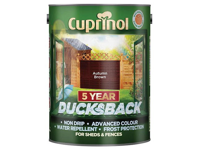 Cuprinol Ducksback 5 Year Waterproof For Sheds & Fences Autumn Brown 5 Litre