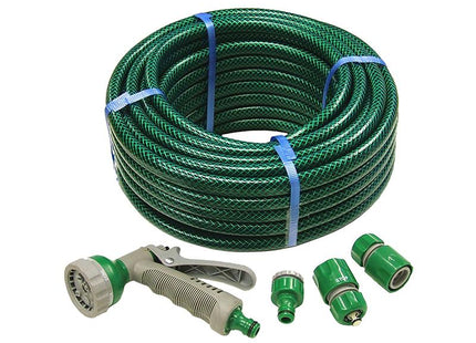 Faithfull Pvc Reinforced Hose 15M Fittings & Spray Gun