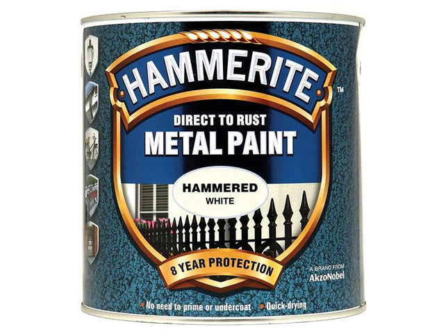 Hammerite Direct To Rust Hammered Finish Metal Paint White 2.5 Litre