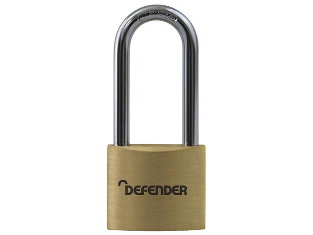 Defender Brass Padlock Long Shackle 40Mm Keyed Alike