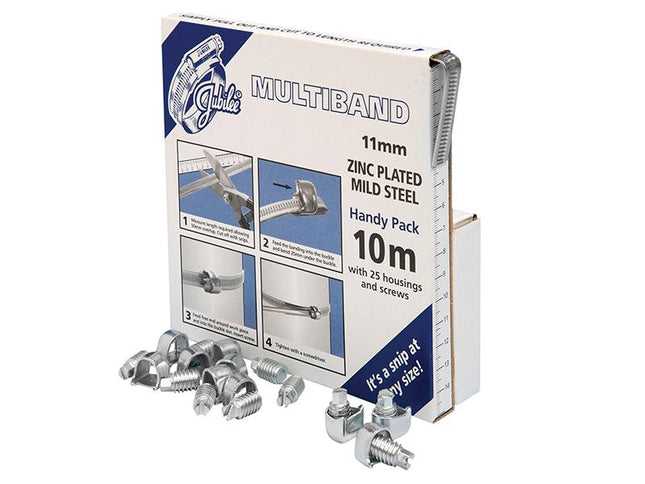 Jubilee Multiband Mild Steel Handy Pack 11Mm (10M + 25 Housings/Screws)