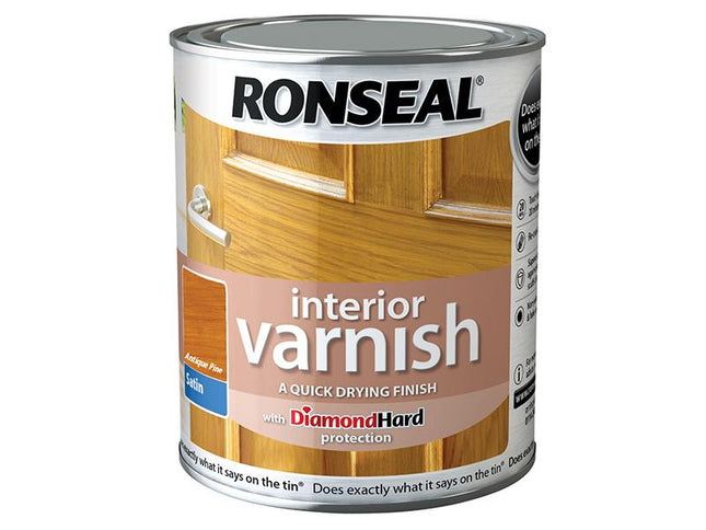 Ronseal Interior Varnish Quick Dry Satin Antique Pine 750Ml