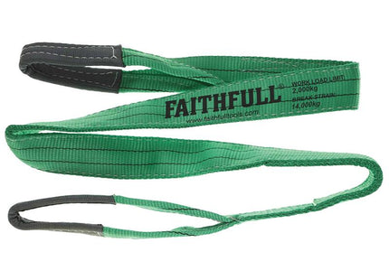 Faithfull Lifting Sling Green 2 Tonne 60Mm X 2M