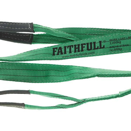 Faithfull Lifting Sling Green 2 Tonne 60Mm X 2M