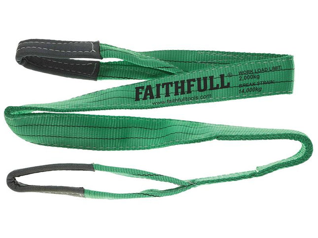 Faithfull Lifting Sling Green 2 Tonne 60Mm X 2M