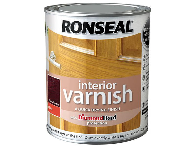 Ronseal Interior Varnish Quick Dry Gloss Deep Mahogany 250Ml