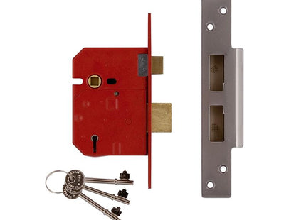 Union 2234E 5 Lever Bs Mortice Sashlock Satin Chrome Finish 67Mm 2.5In Visi