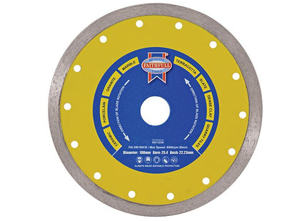 Faithfull Diamond Tile Blade Continuous Rim 105 X 16Mm