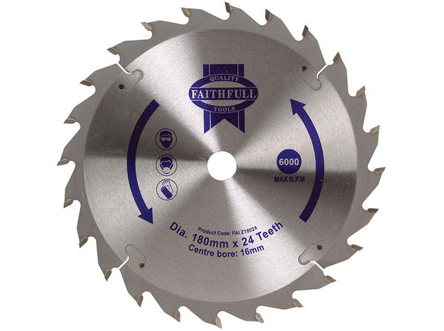 Faithfull Tct Circular Saw Blade 180 X 16Mm X 24T Pos