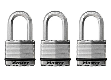 Master Lock Excell Laminated Steel 50Mm Padlock - 38Mm Shackle - Keyed Alike X 3
