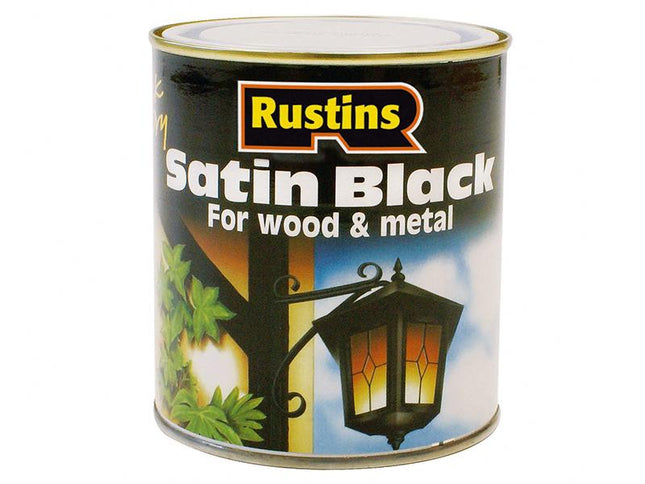 Rustins Satin Black Paint Quick Drying 500Ml