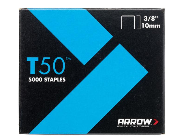 ARROW T50 Staples 10Mm (3/8In) Pack 5000 (4 X 1250)