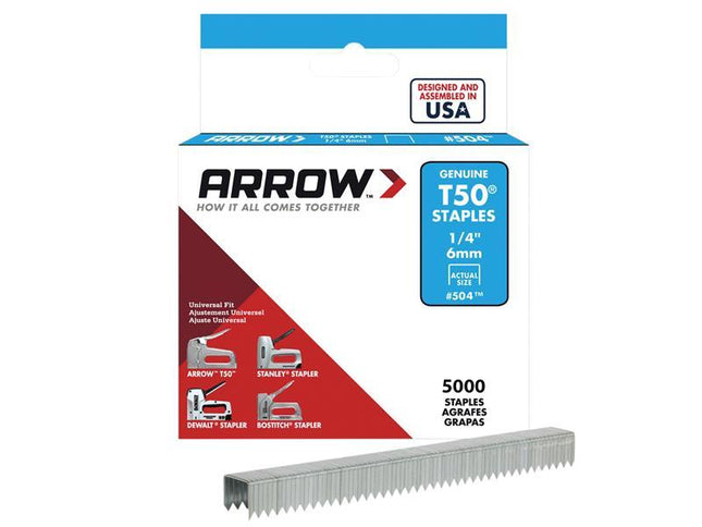 ARROW T50 Staples 6Mm (1/4In) Bulk Pack 5000