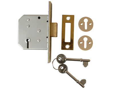 Union 2177 3 Lever Mortice Deadlock Polished Brass 65Mm 2.5In Visi