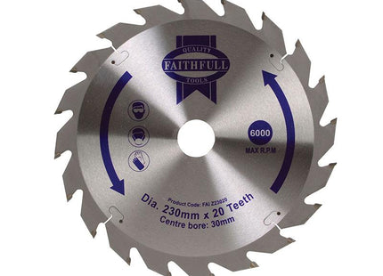 Faithfull Tct Circular Saw Blade 230 X 30Mm X 20T Pos
