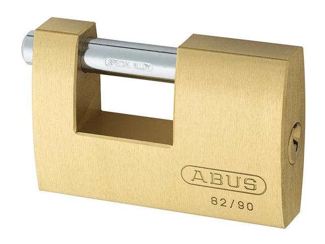 ABUS Mechanical 82/90Mm Monoblock Brass Shutter Padlock Carded