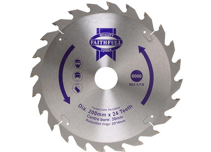 Faithfull Tct Circular Saw Blade 200 X 30Mm X 24T Pos